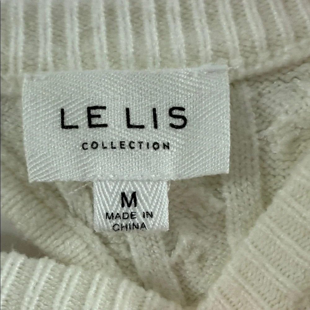 Le Lis Cream Cable Knit Crewneck Sweater